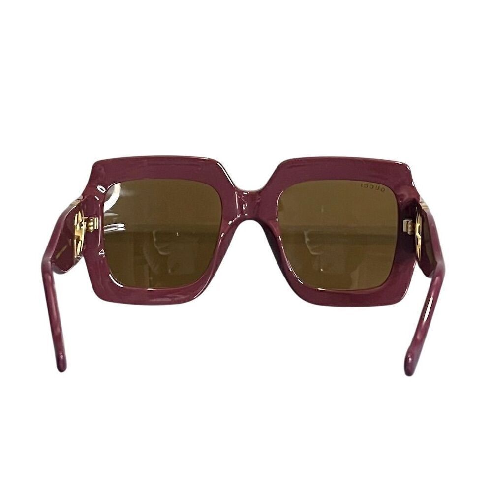Authentic GUCCI GG1022S Women's Square Brown Plum Sunglasses Luxury Summer - Picture 6 of 13
